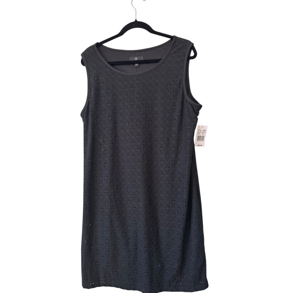 Ronni Nicole Black Sleeveless Eyelet Embroidered Dress XXL